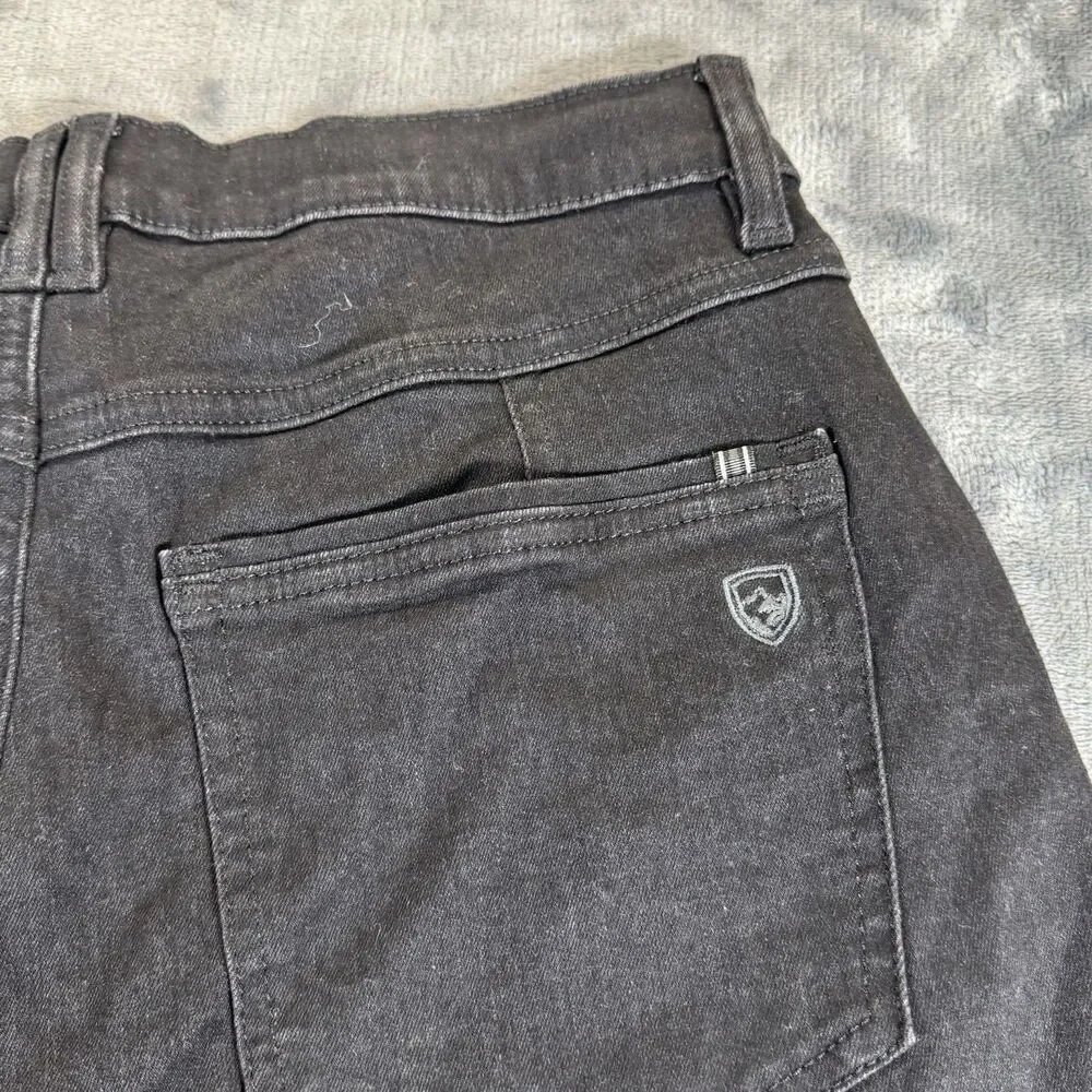 KUHL Sz 6 Flex Denim Jean Shorts 6” Black Summer Outdoor Stretch Drawstring NWT